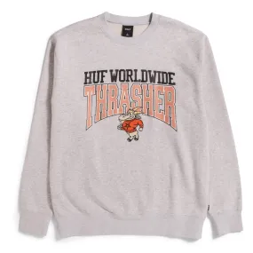 HUF x Thrasher Candlestick Crewneck - Athletic Heather