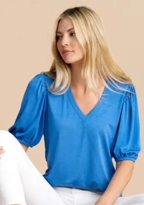 Marble 6964 V-Neck Frill Sleeve Top (3 Colours)