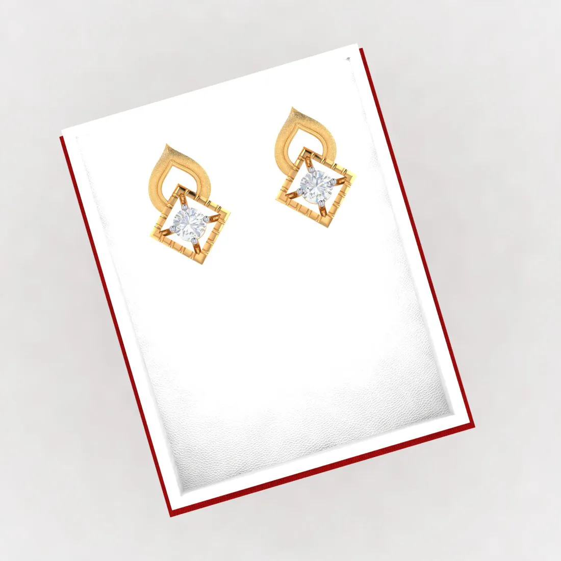 14k American Diamond Shape Gold Earrings With Sparkling American Diamonds