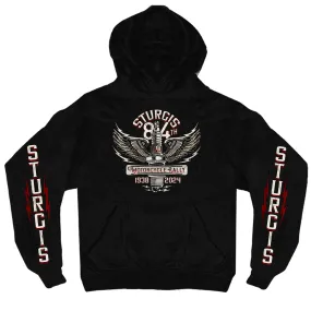 2024 Sturgis Motorcycle Rally Spark Plug Black Pullover Hooded Sweatshirt SPB4103