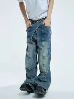 【23s September.】Statement Cross-panel Denim Jeans