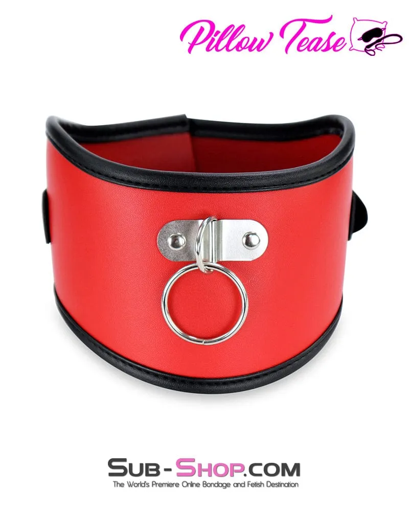 2402DL      Red Slave Training Posture Collar with Black Trim