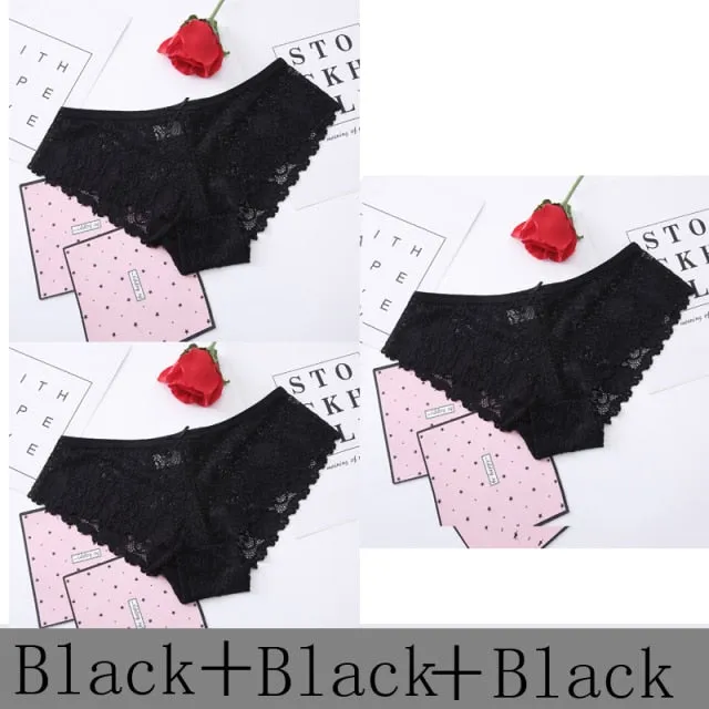 3 pack Thong Panties Underwear Lingerie Seamless Lace Pantie Briefs