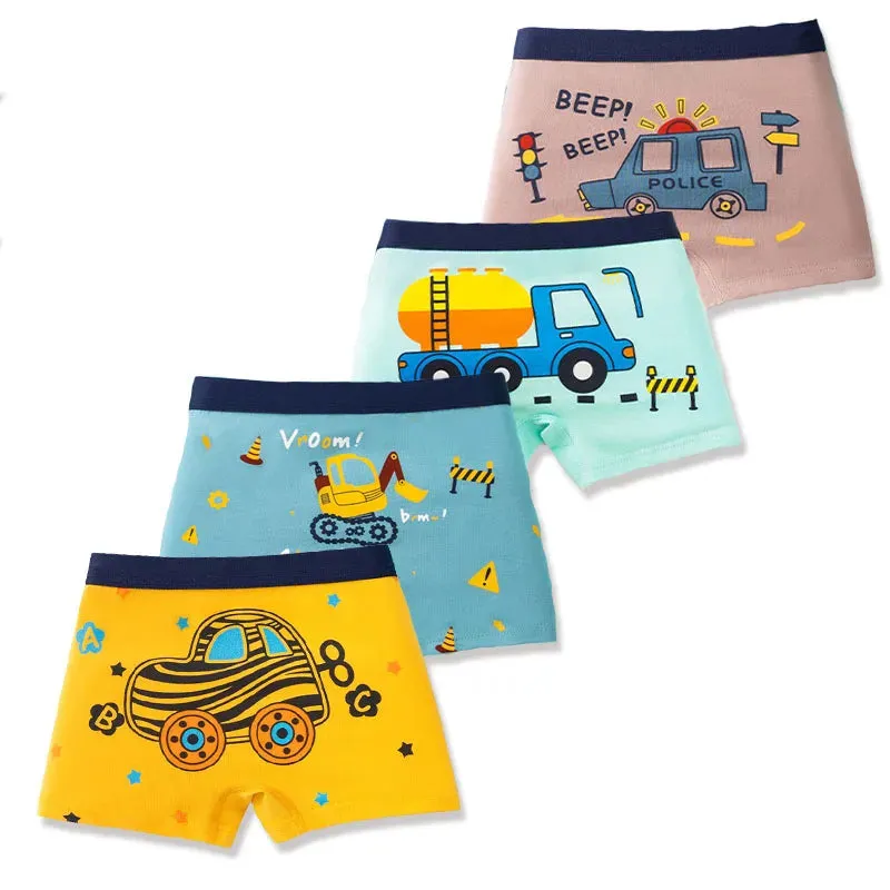 4 Pcs/Set Kids Boys Underwear Cotton Children Boxer Shorts Dinosaur Cartoon Child Panty Breathable Boys Boxers Briefs Trunks