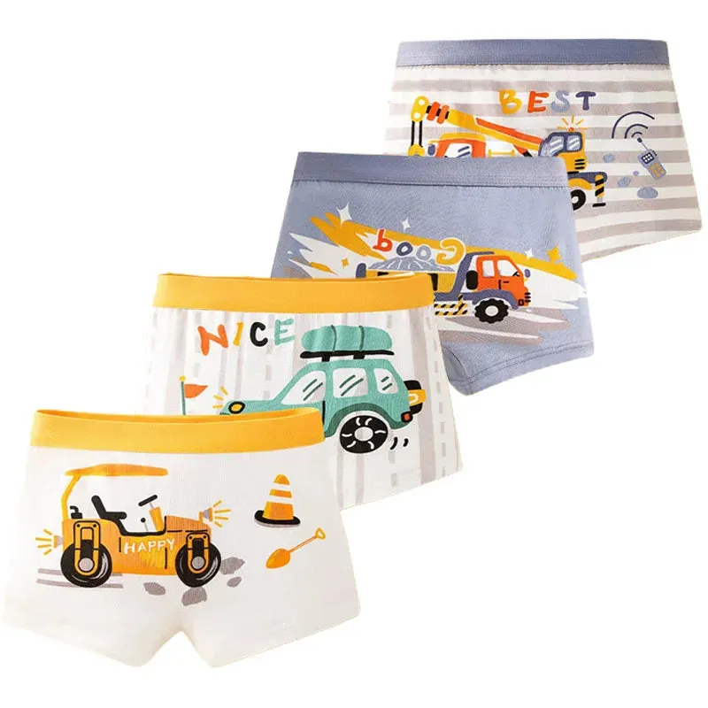 4 Pcs/Set Kids Boys Underwear Cotton Children Boxer Shorts Dinosaur Cartoon Child Panty Breathable Boys Boxers Briefs Trunks