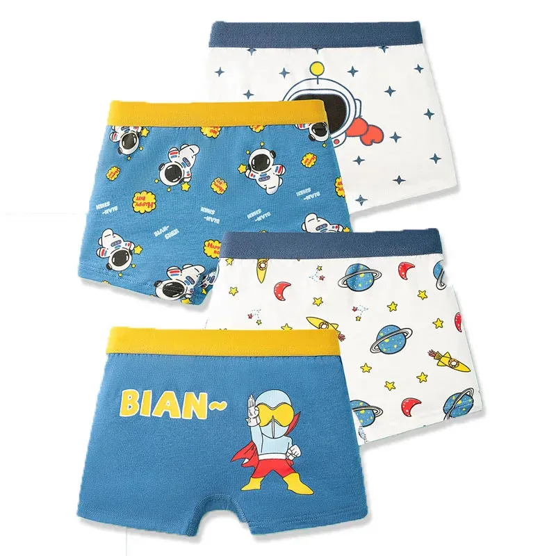 4 Pcs/Set Kids Boys Underwear Cotton Children Boxer Shorts Dinosaur Cartoon Child Panty Breathable Boys Boxers Briefs Trunks