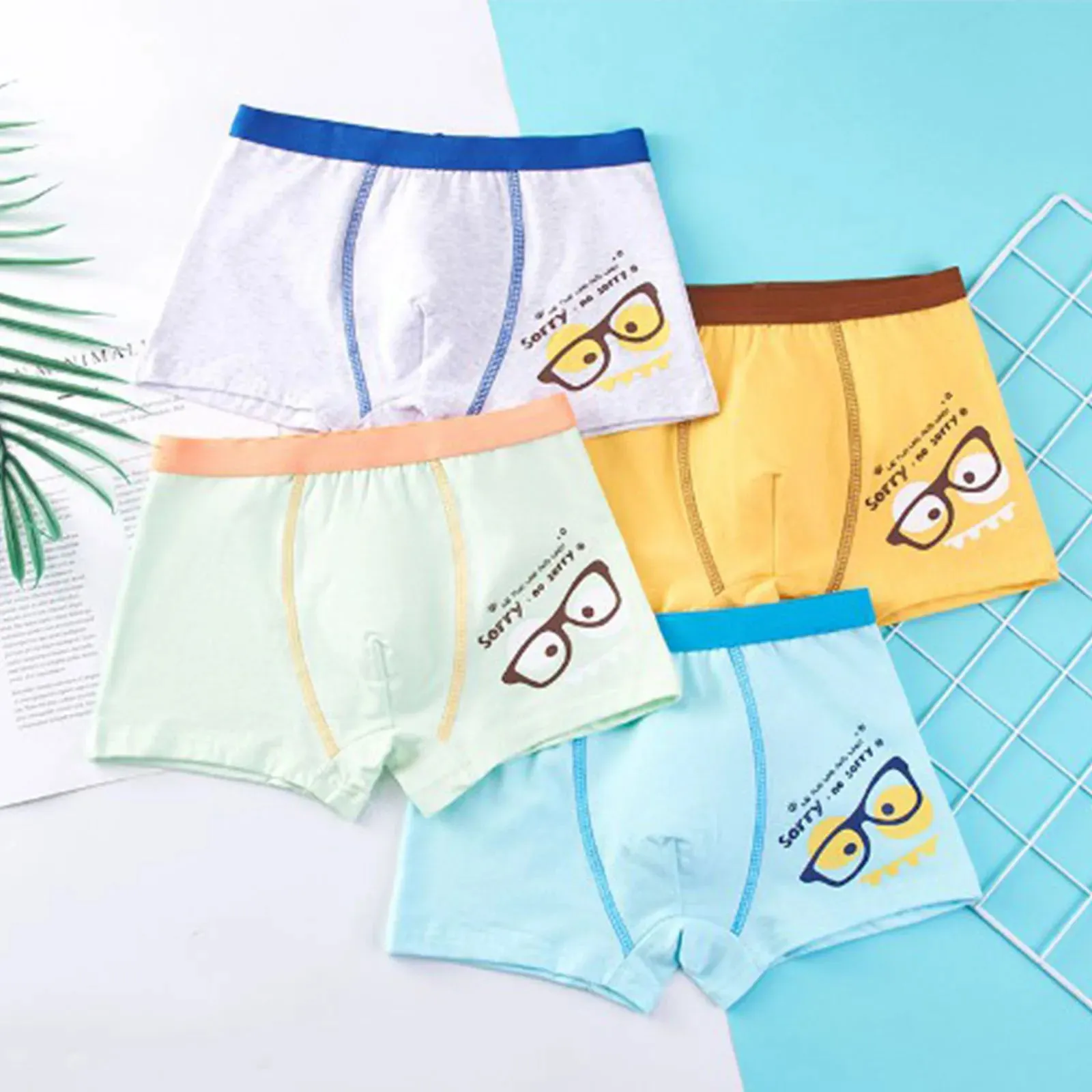 4Pcs Boys Cartoon Panties Kids Short Pants Quality Cotton Boxers Children Underpants Anime Design Cute Underwears Size M-4XL