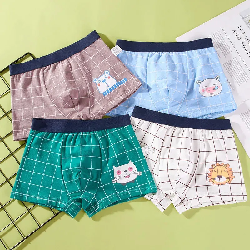 4pcs/Lot Boys Boxer Briefs Kids Cotton Underwear Baby Boy Underpants Teenager Cartoon Print Soft Children Panties 2-14T 2023 New