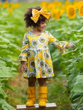 60s Chic Hi-Lo Sunflower Dress