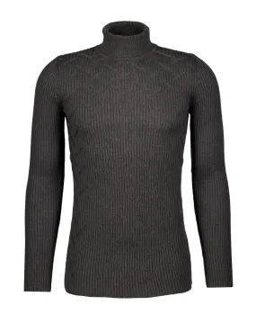 Abstract Knit Turtleneck Sweater -  Charcoal