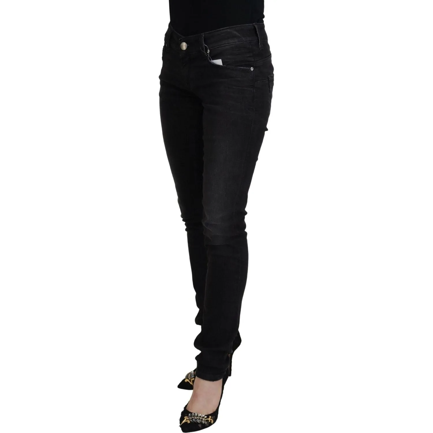 Acht Chic Black Low Waist Straight Leg Jeans