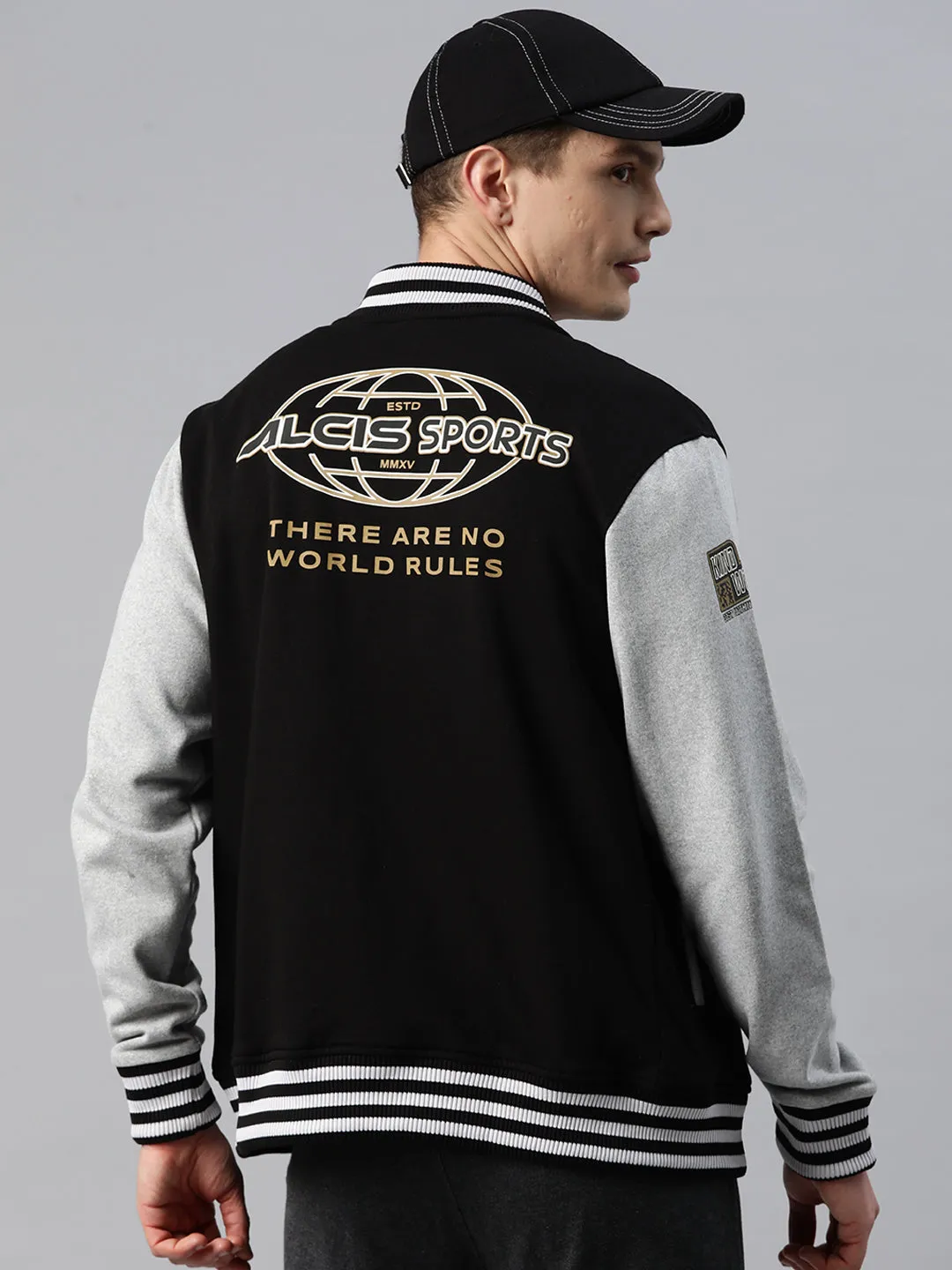 Alcis Men Typography Printed Varsity Jacket