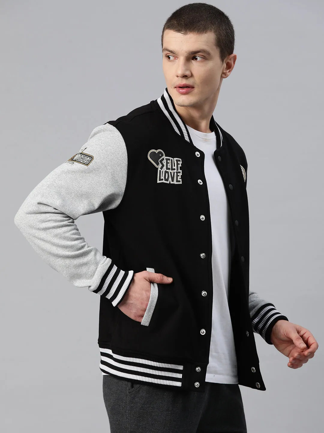 Alcis Men Typography Printed Varsity Jacket