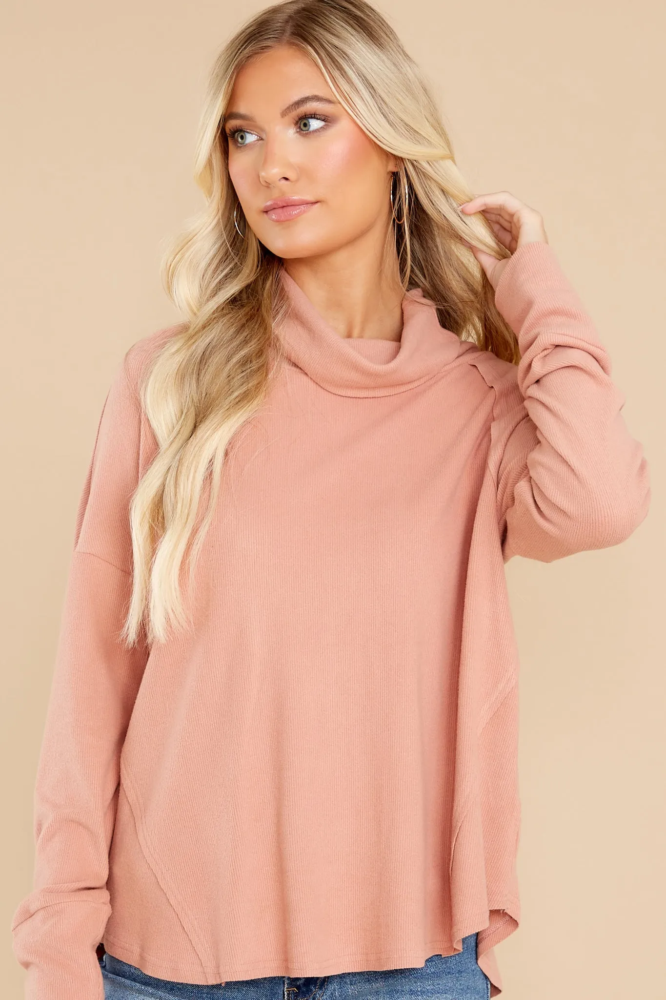 Always Stunning Blush Turtleneck Sweater