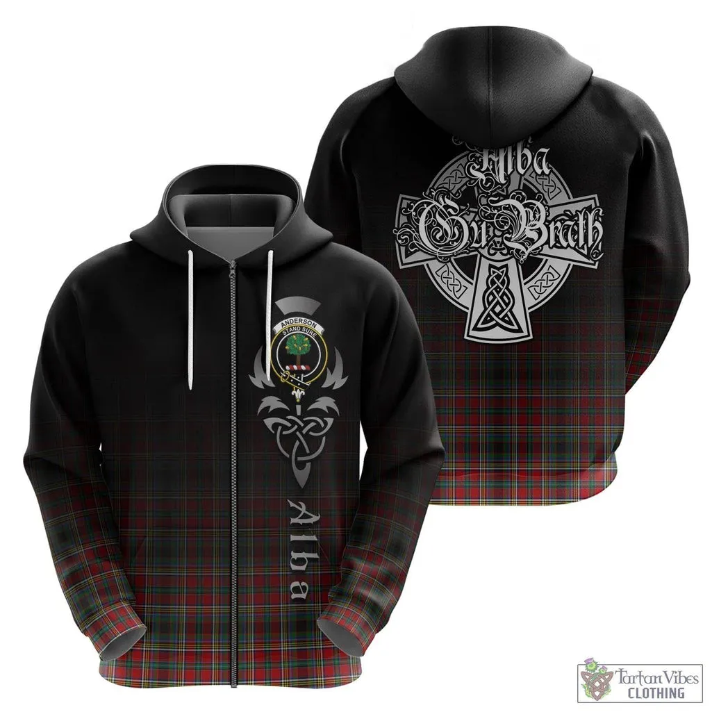 Anderson of Arbrake Tartan Hoodie Featuring Alba Gu Brath Family Crest Celtic Inspired