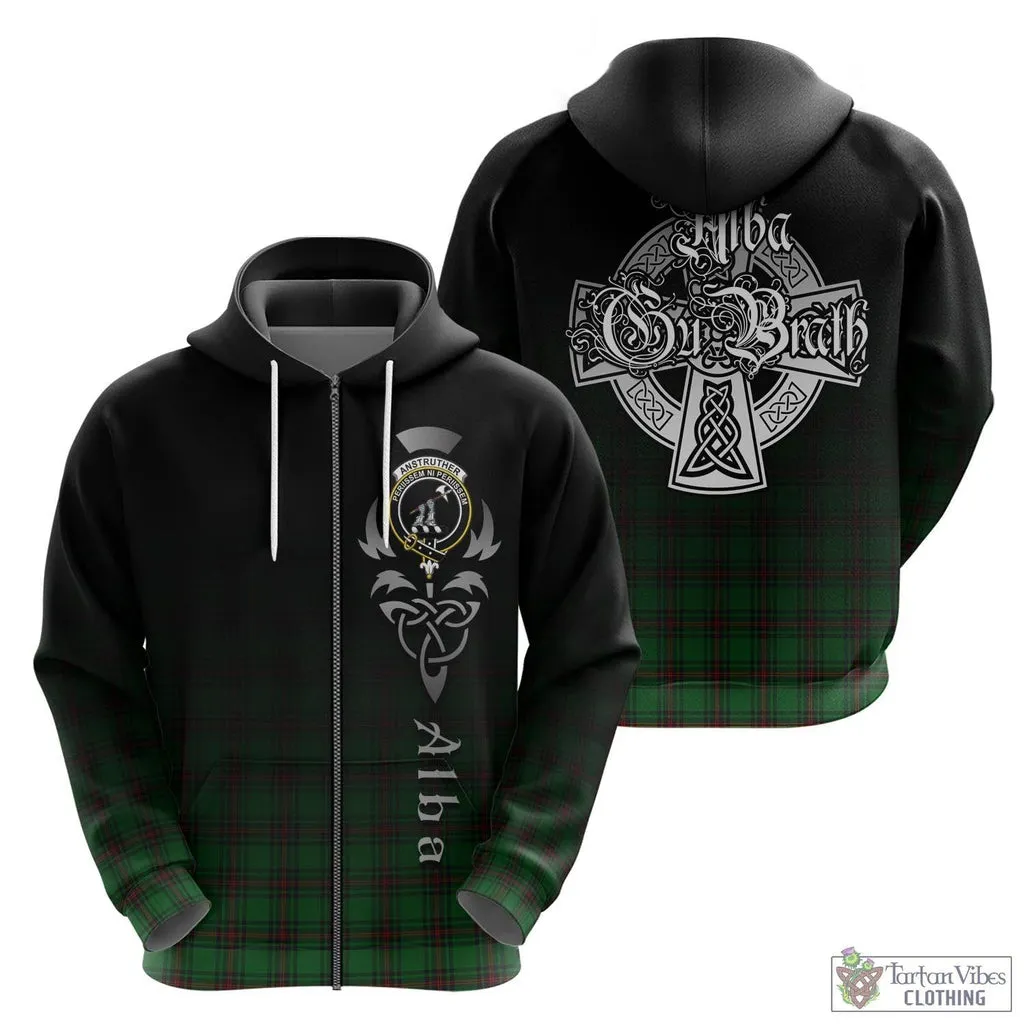 Anstruther Tartan Hoodie Featuring Alba Gu Brath Family Crest Celtic Inspired