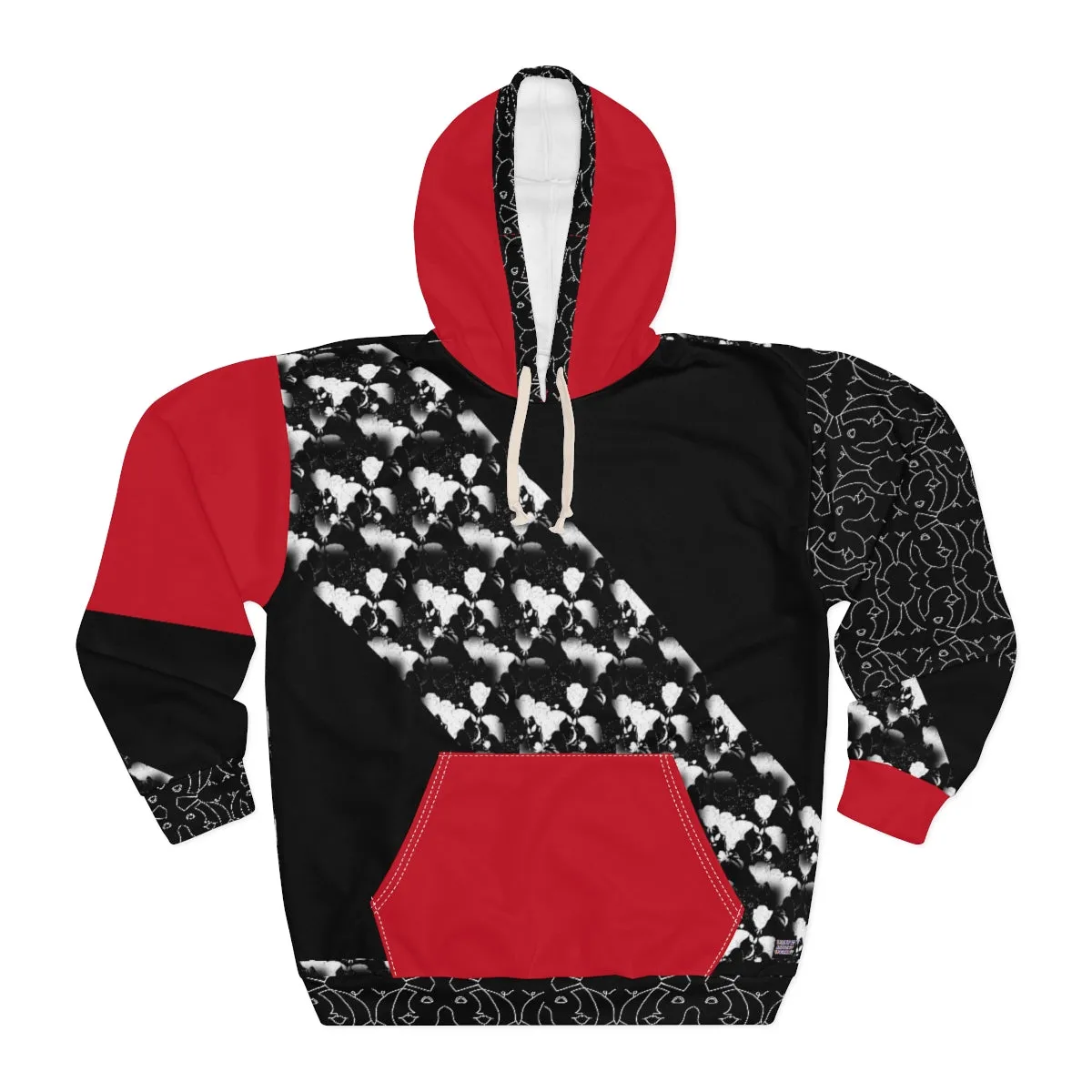 AOP Unisex Pullover Hoodie CHERRY & BLACK