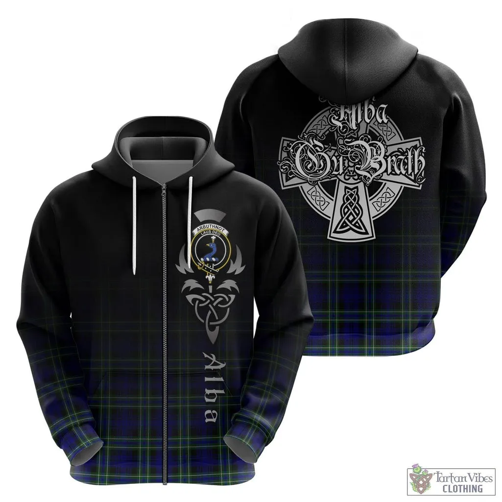 Arbuthnot Modern Tartan Hoodie Featuring Alba Gu Brath Family Crest Celtic Inspired