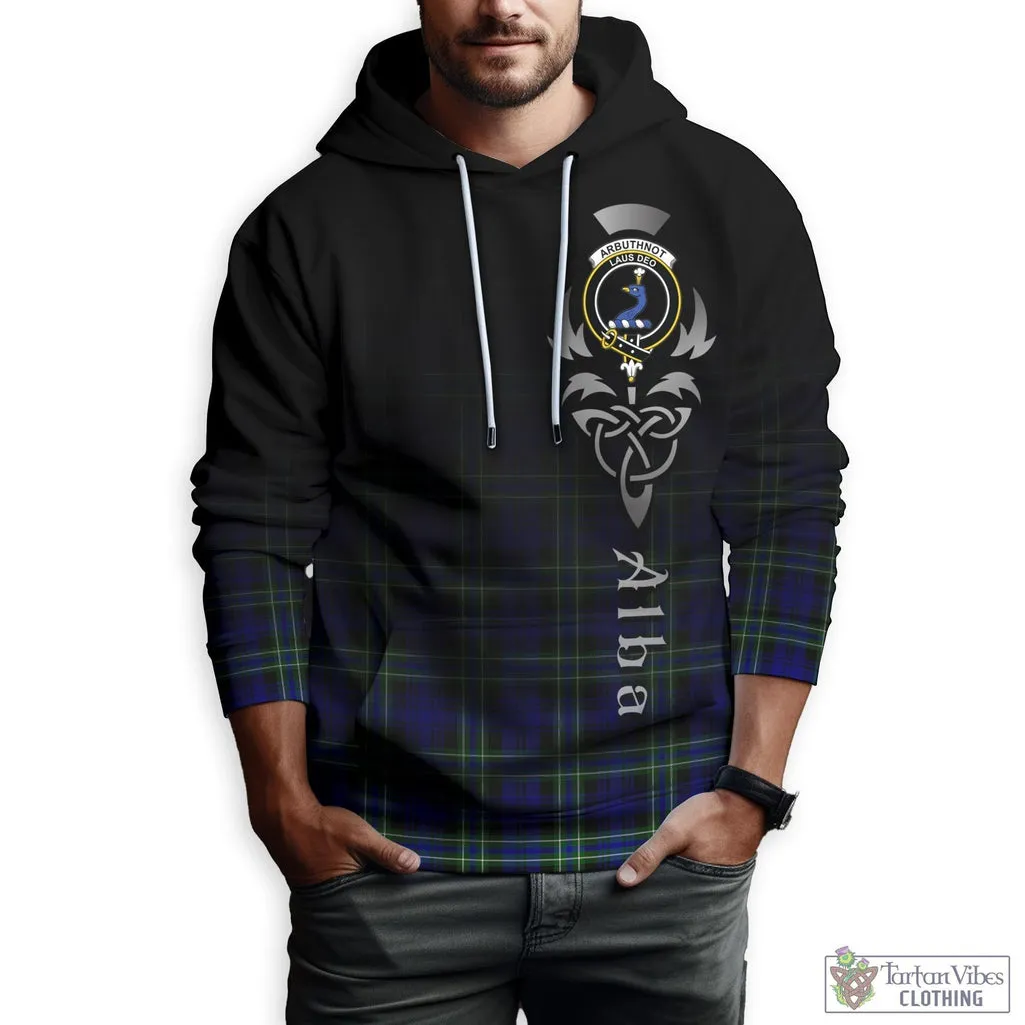 Arbuthnot Modern Tartan Hoodie Featuring Alba Gu Brath Family Crest Celtic Inspired