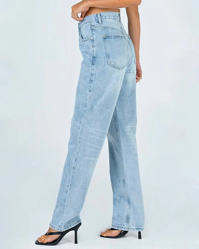 Asymmetrical Hem Wrap Style Denim Jeans