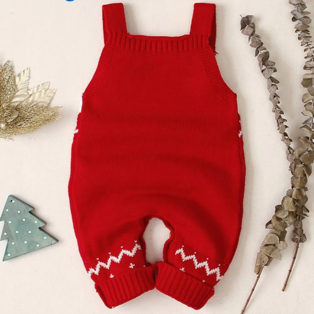 Baby Boys Autumn And Winter Christmas Elk Design Suspender Jumpsuit Wholesale Baby Rompers