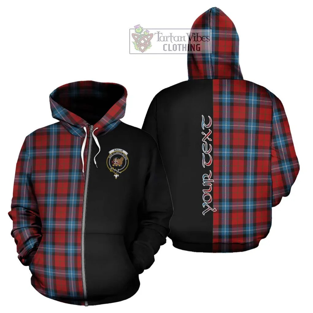 Baillie of Polkemmet Red Tartan Hoodie with Family Crest and Half Of Me Style