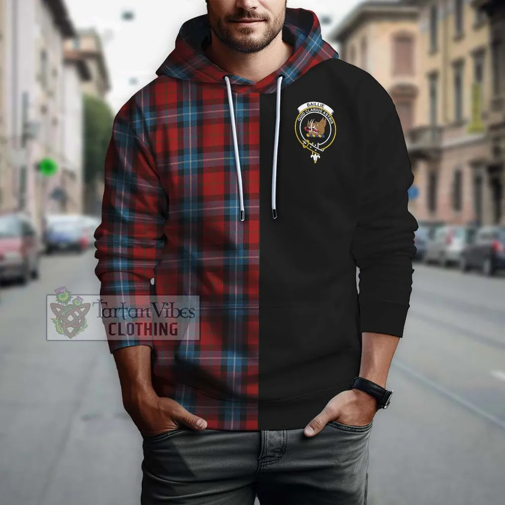 Baillie of Polkemmet Red Tartan Hoodie with Family Crest and Half Of Me Style