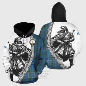 Bain Tartan Clan Crest Hoodie with Highlander Warrior Celtic Style