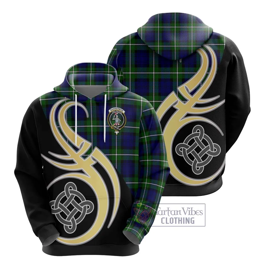 Bannerman Tartan Hoodie with Family Crest and Celtic Symbol Style