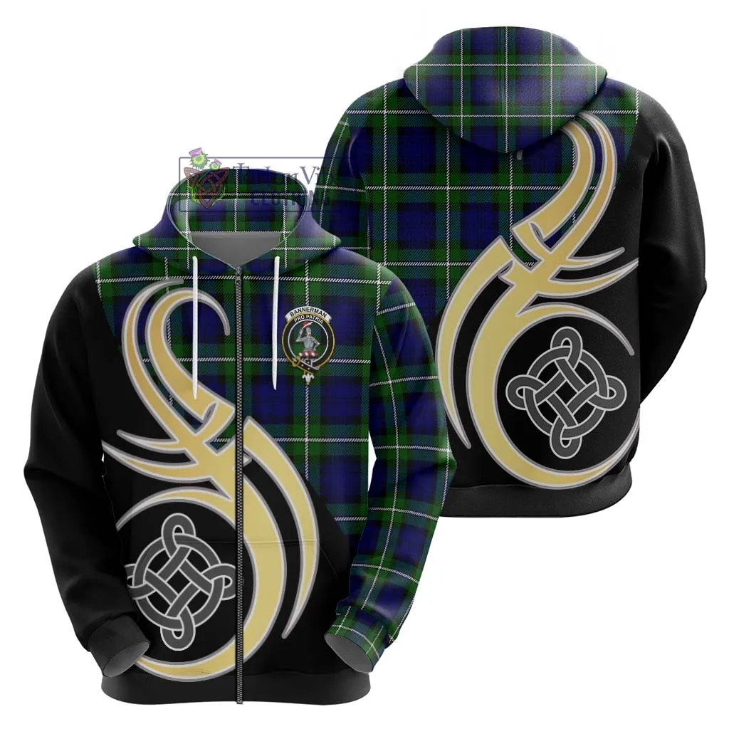 Bannerman Tartan Hoodie with Family Crest and Celtic Symbol Style