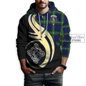 Bannerman Tartan Hoodie with Family Crest and Celtic Symbol Style