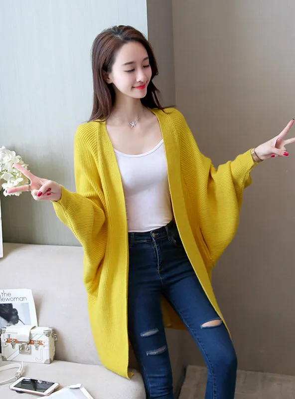 Batwing Sleeve Long Cardigan Sweaters Women