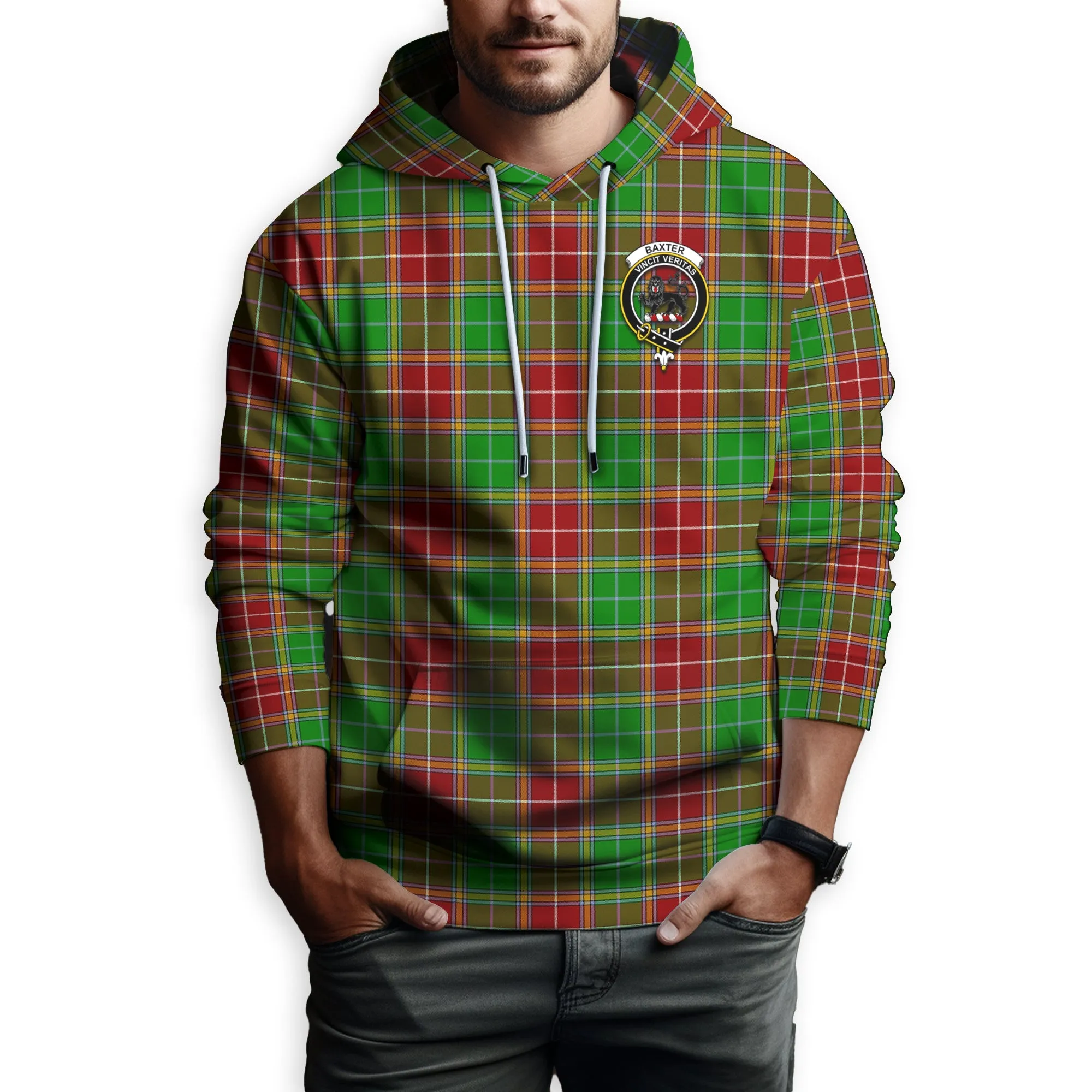 Baxter Modern Tartan Hoodie with Family Crest