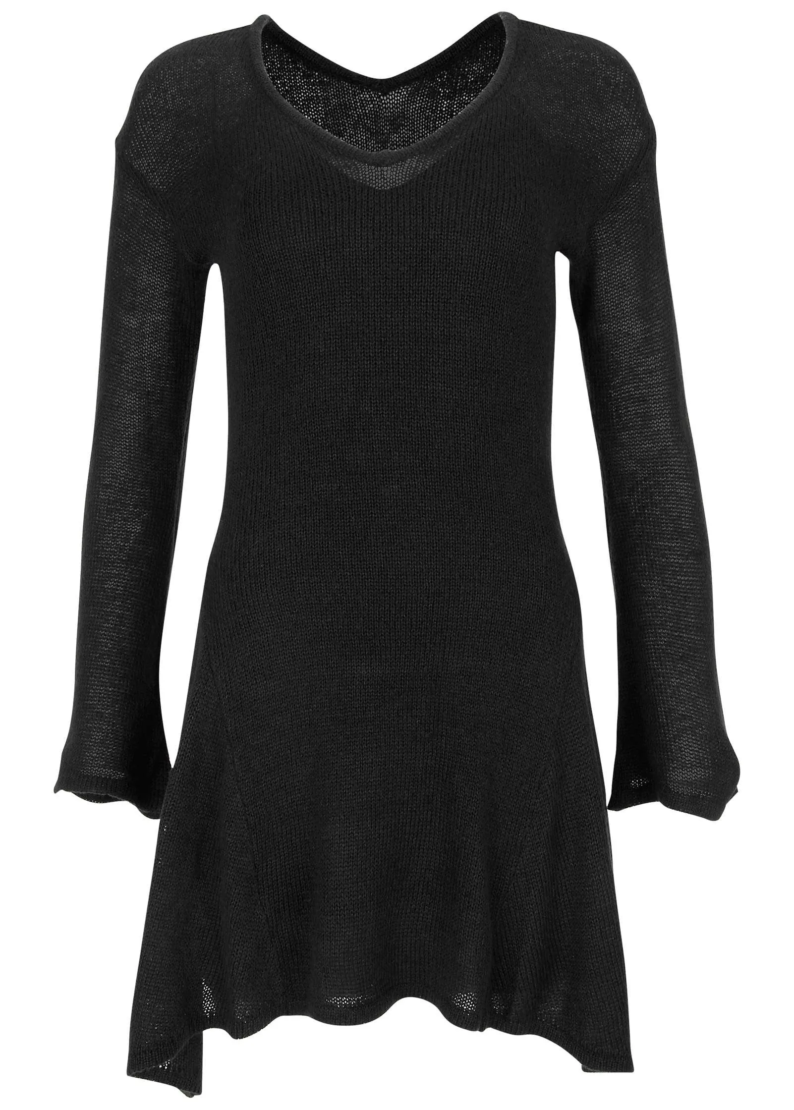 Bell Sleeve Sweater Dress - Black