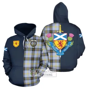 Bell Tartan Hoodie Alba with Scottish Lion Royal Arm Half Style