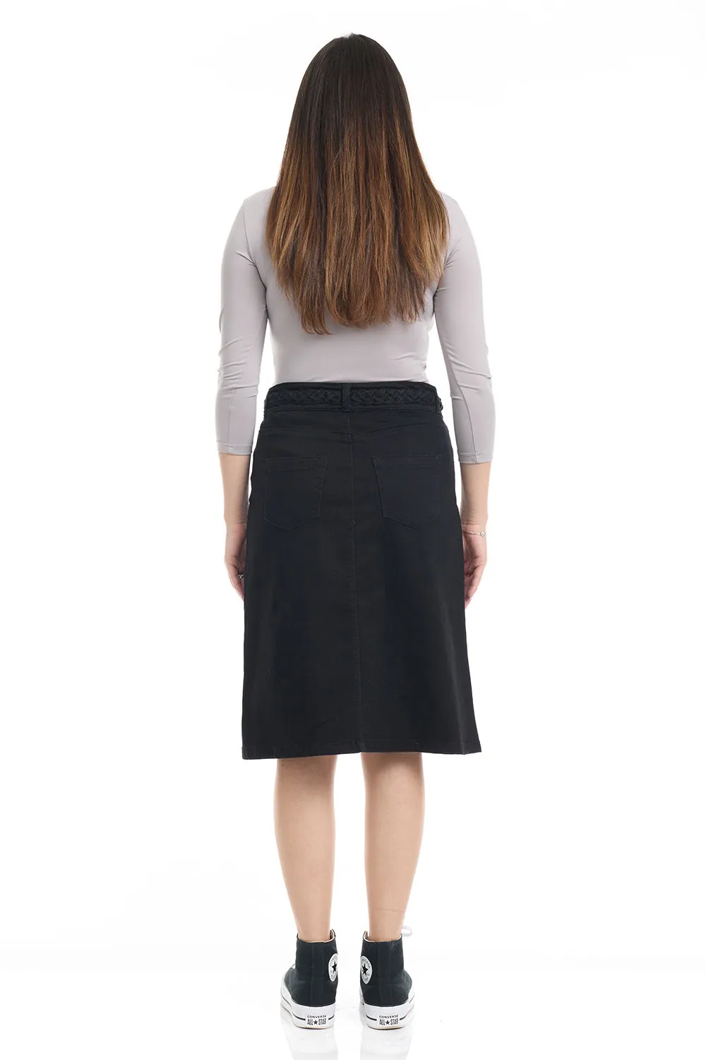 Black Modest A-Line Denim Jean Skirt for Women 'Sydney'