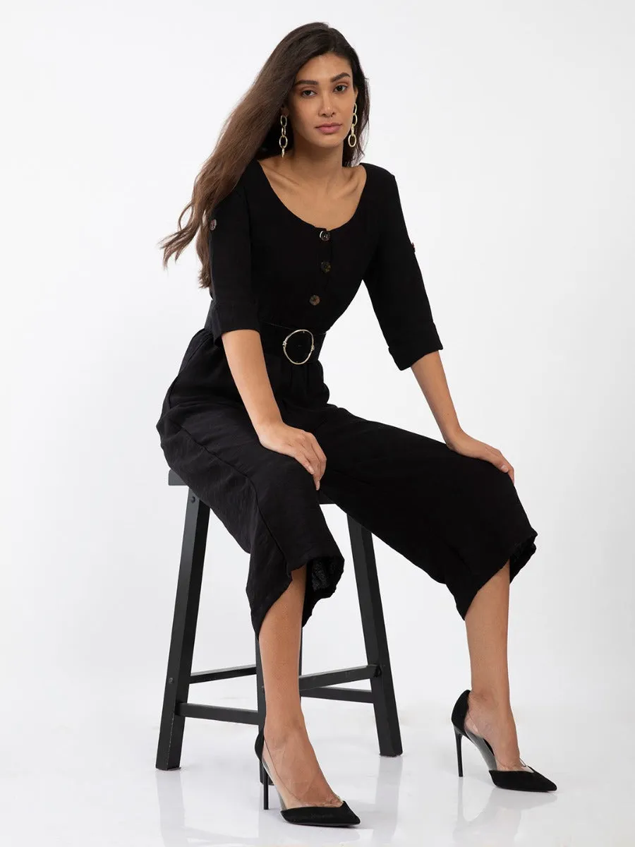 Black Solid Jumpsuit