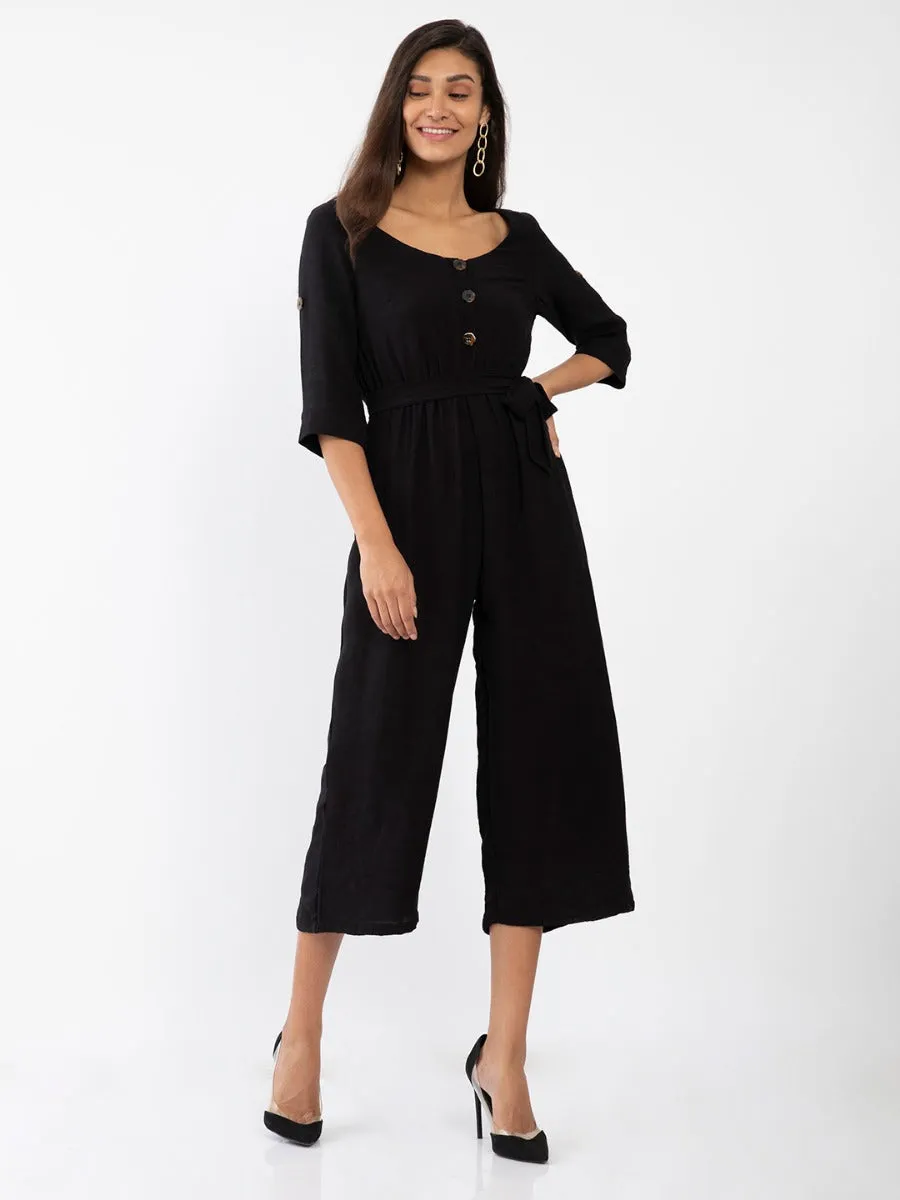 Black Solid Jumpsuit