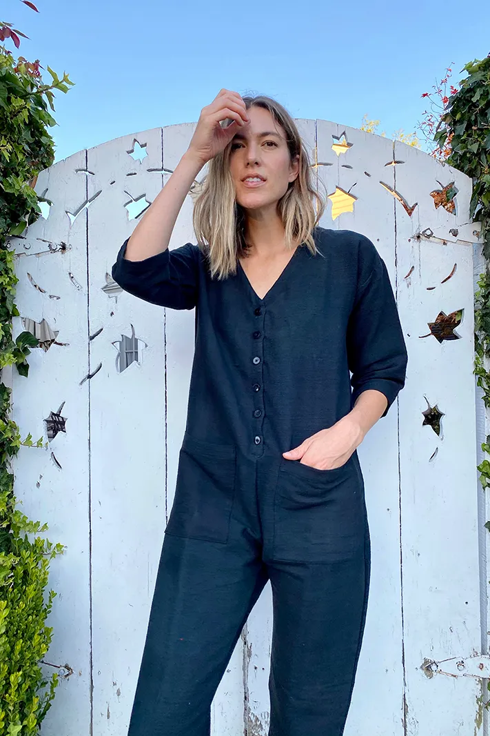 Black Textured Jumpsuit (XS-XL)