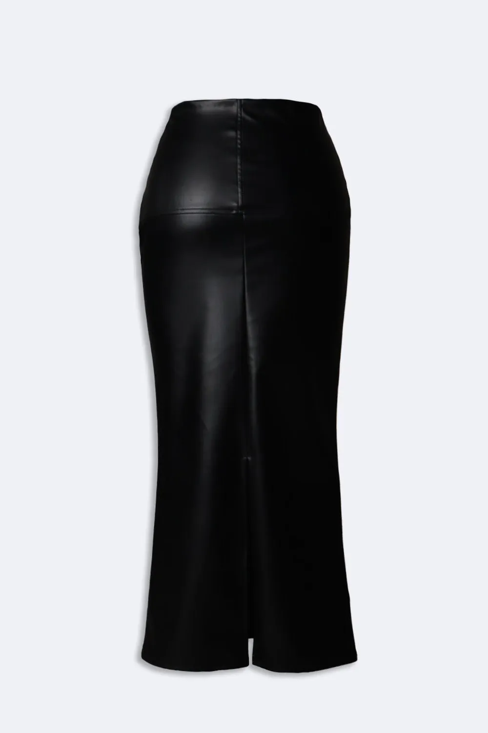 Black trumpet leather skirt