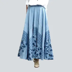 Bohemian light blue denim skirt