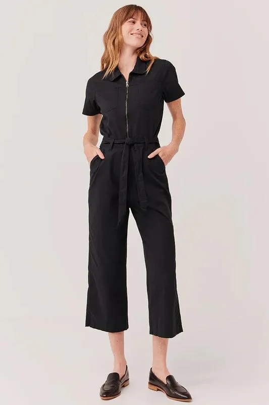 Boulevard Brushed Twill Zip Front Jumpsuit