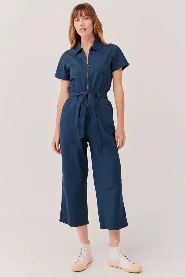 Boulevard Brushed Twill Zip Front Jumpsuit