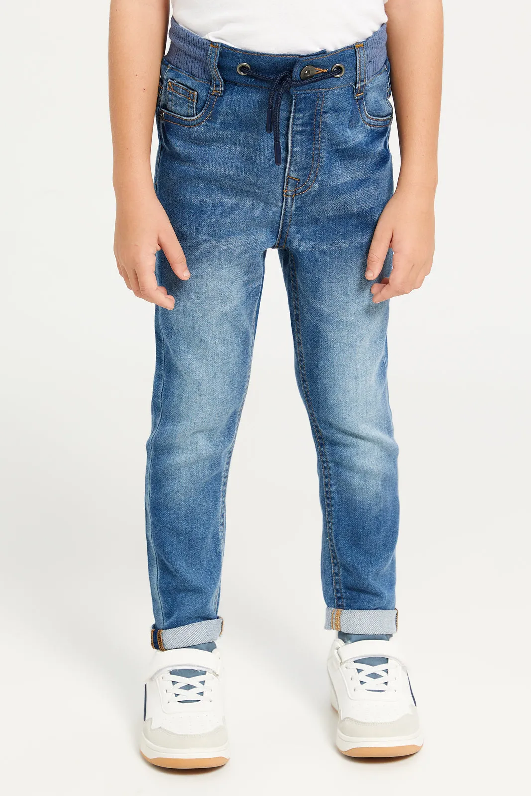 Boys Navy 5 Pocket Pullon Jeans