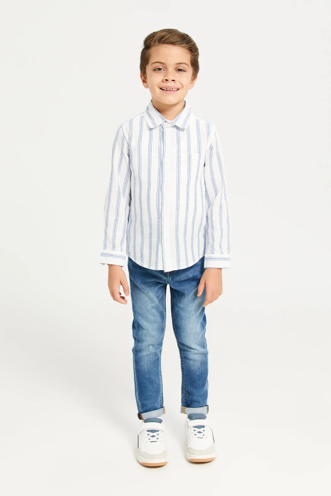 Boys Navy 5 Pocket Pullon Jeans