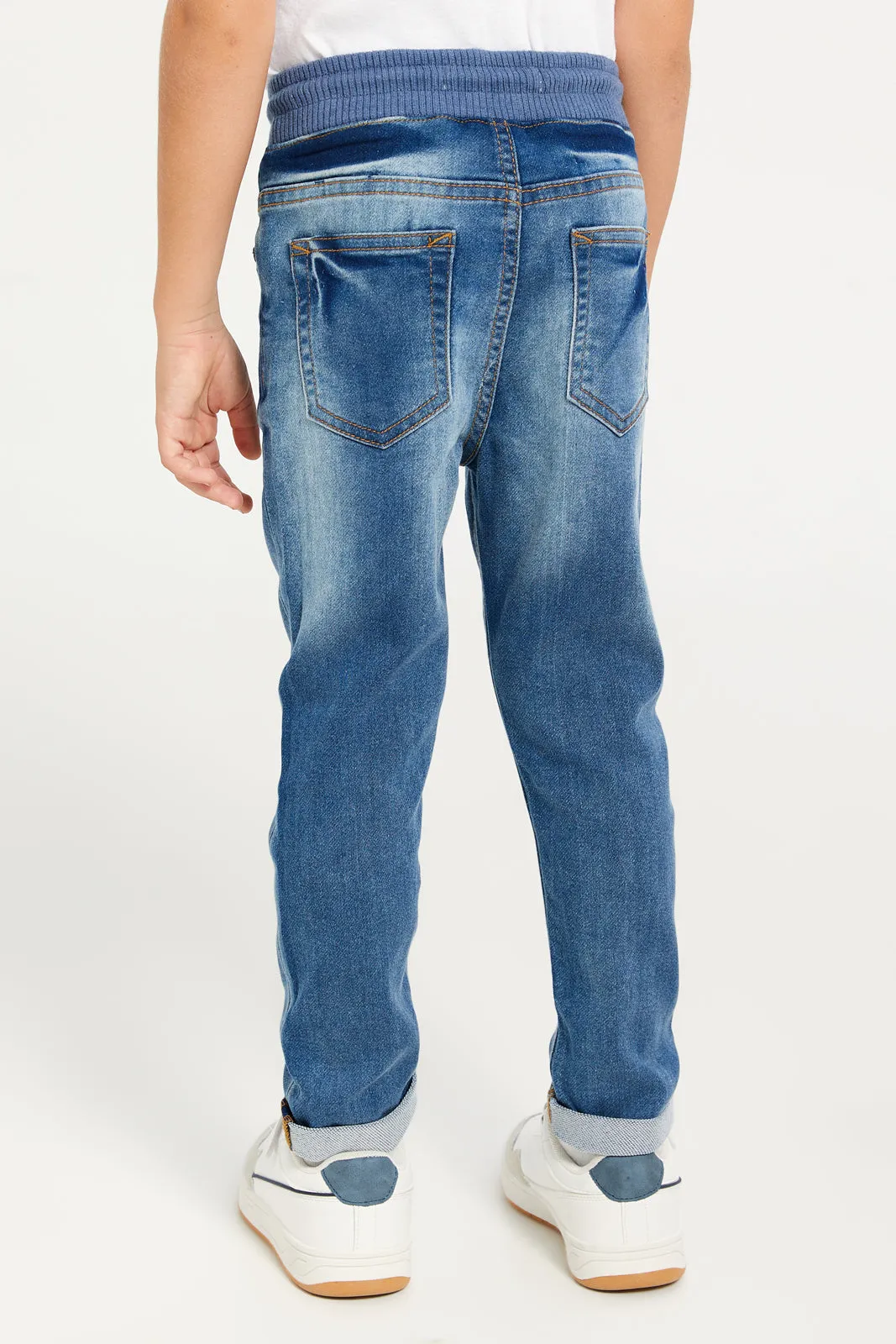 Boys Navy 5 Pocket Pullon Jeans