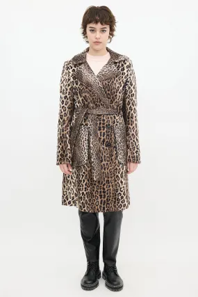 Brown & Black Faux Fur Printed Coat