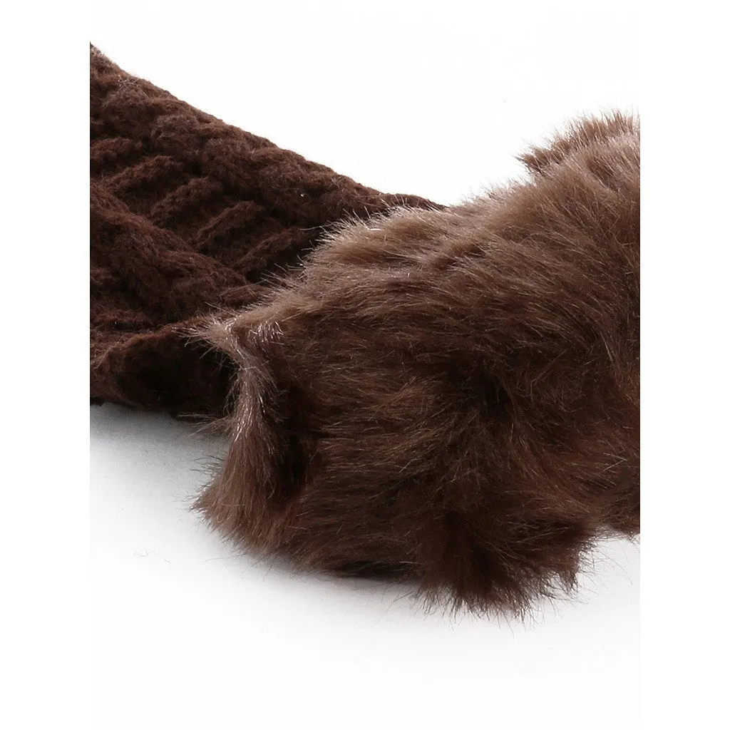 Brown Faux Fur Arm Warmers