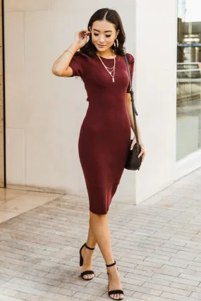 Camille Sweater Dress in Burgundy