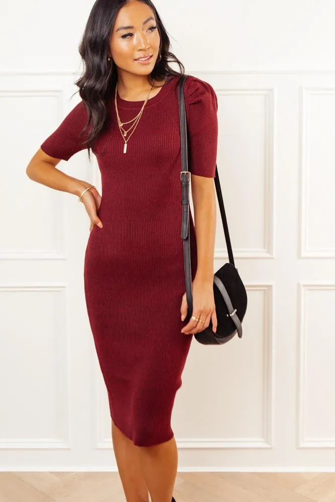 Camille Sweater Dress in Burgundy